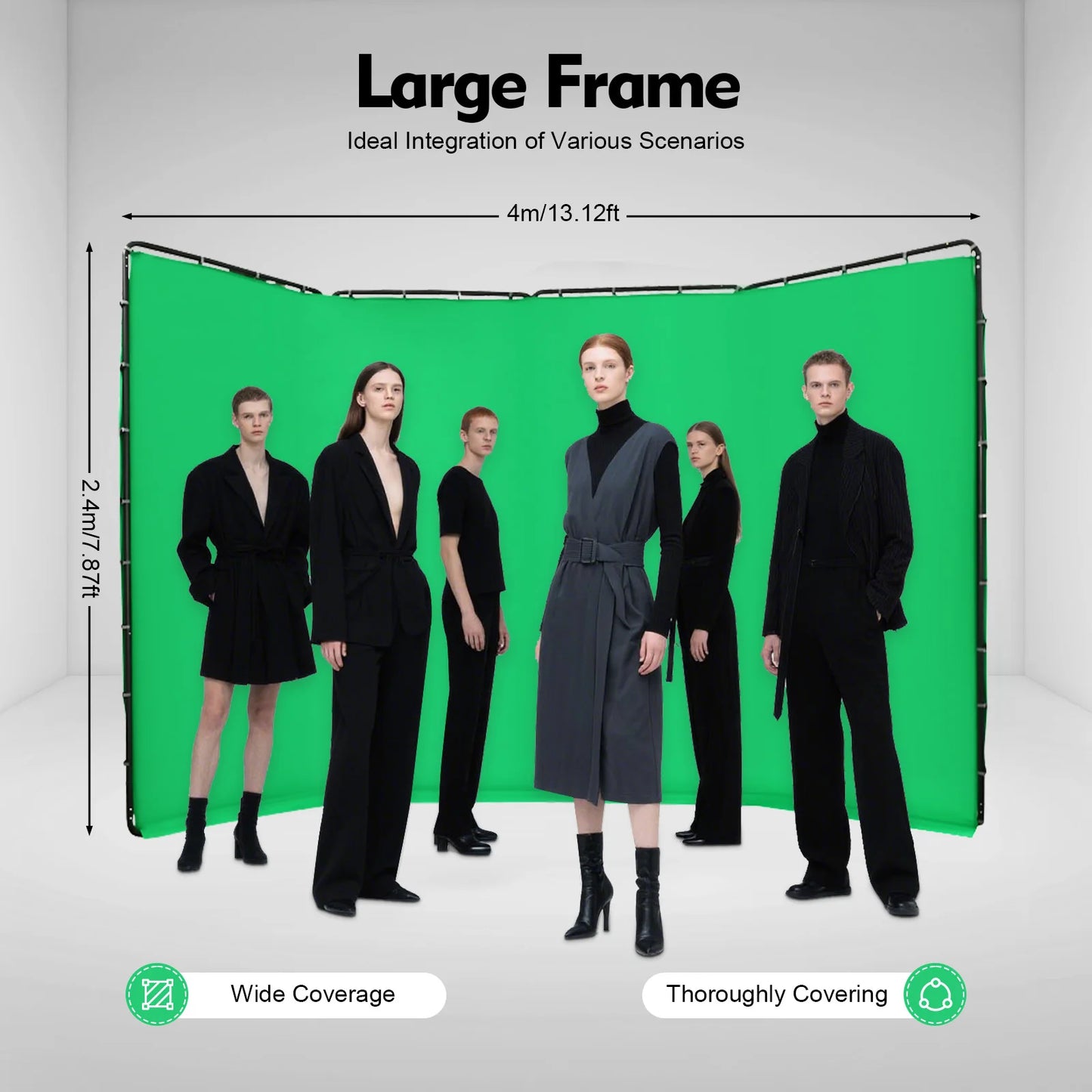 4 Panel Room Divider Green  Screen
