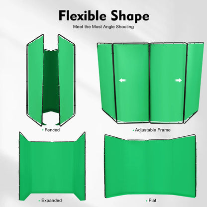 4 Panel Room Divider Green  Screen