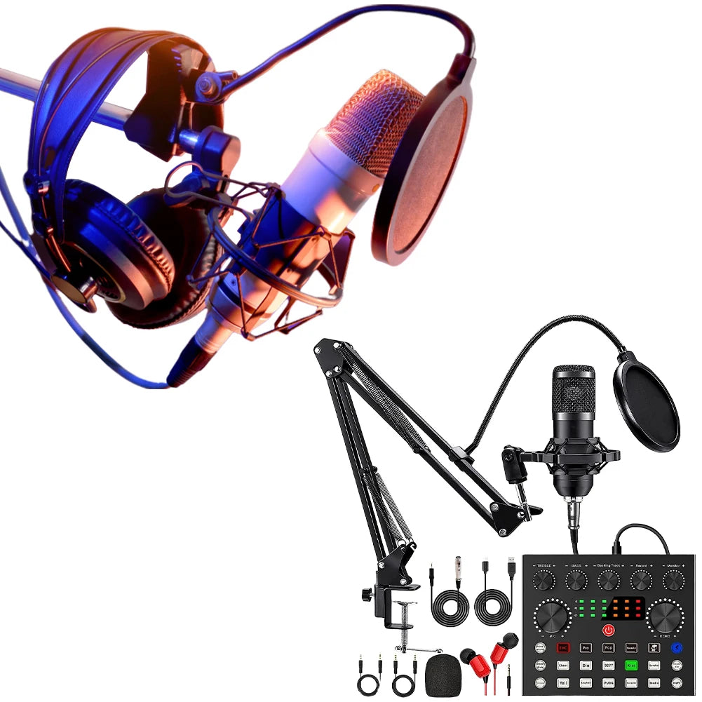 BM800 Podcast Audio Mixer + Mic Set