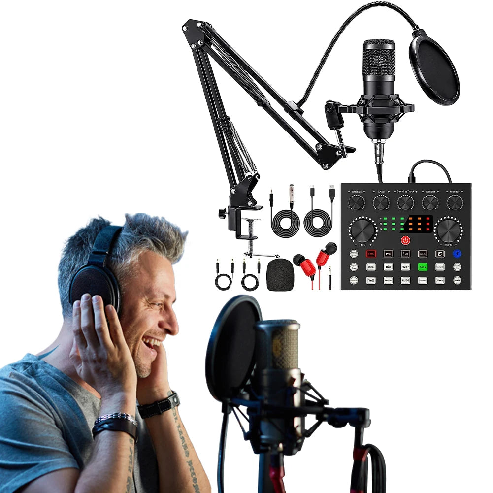 BM800 Podcast Audio Mixer + Mic Set